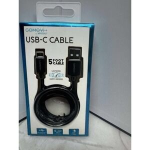 GOMOVI by VIVITAR USB‎ C CABLE 5 FOOT BLACK LAB TESTED SAFETY CERTIFIED